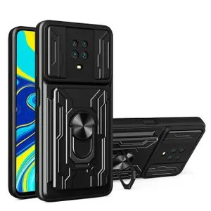 Xiaomi Redmi Note 9s / 9 Pro Full Protection Case Card Bag & Slider Camera Cover - Black