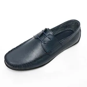 Roadwalker ARL222-Genuine Leather Stitch Detail Slip On Shoes For Men-Navy-42