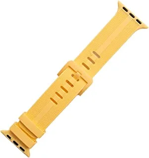 Generic Silicon waterproof watch replacement strap lines design compatible for watch 38mm, 40mm or 41mm - yellow