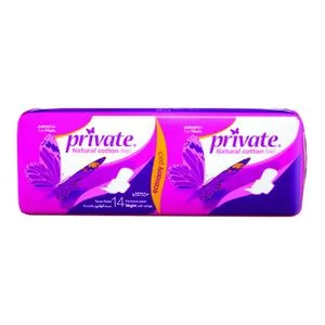 Private Extra Thin Night Feminine Pads With Wings - 14 Pads