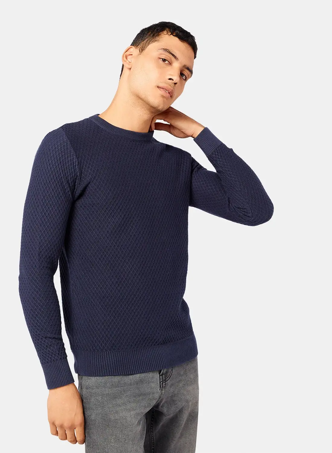 TOWN TEAM Textured Knitted Pullover