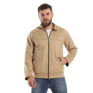 Caesar Mens Chamois Jacket With Zipper And Inner Lining