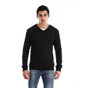 Caesar V NECK Derby Sweatshirt - BLACK