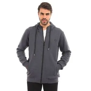 Activ Pleated Long Sleeves Zipper Hooded Sweatshirt - Charcoal