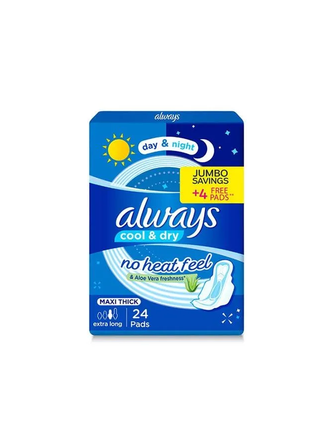 Always Dreamzzz 2In1 Feather Soft  Maxi Thick Extra Long Sanitary Pads With Wings 24 Pads