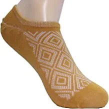 White flower cotton ankle casual sock for men-mustard-size 40-44