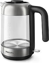 Philips Series 5000 Glass Kettle Stainless Steel, Crystal 2200W 1.7L, Mid Entry Glass Kettle Light Status Indicator Hd9339/81 - International warranty