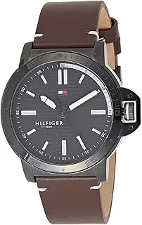 Tommy Hilfiger Lacoste Watch for Men, Automatic Movement, Analog Display, Brown Leather Strap-1791589