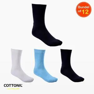 Cottonil Men Sportive Mid Calf Plain Socks - Pack Of 12