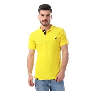 Dolab Casual Solid Short Sleeves Buttoned Polo T-Shirt - Yellow