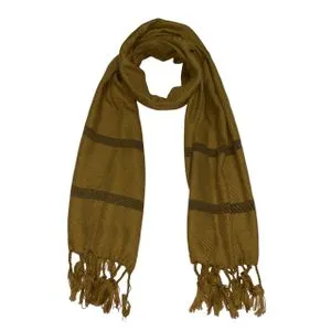 Scarf Collections Plaid Stripe Pattern Winter Scarf/Shawl/Wrap/Keffiyeh/Headscarf/Blanket For Men & Women - Small Size 45x175cm - Dark Mustard / Dark Brown