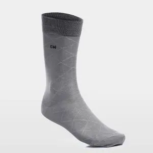 Cottonil Mercerisé Grey Cotton Diamond Self Pattern Classic Socks