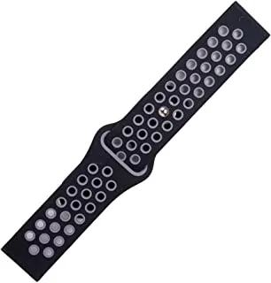 Generic Silicon waterproof breathable watch replacement strap compatible for watch 20mm - black grey