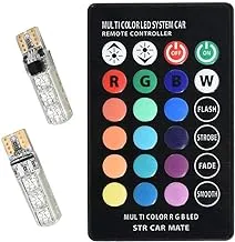 T10 5050 remote control 6 smd w5w 501 side car led bulbs, multicolor