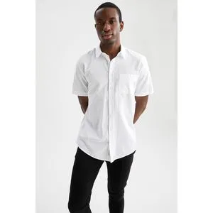 Defacto Man White Casual Button-Down Shirts