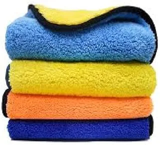 Double Color Double-Sided High-Density Hot Microfiber Thick Absorbent Coral Fleece Cleaning Cloth Towel, Blue