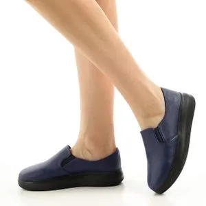 Women's Medical Shoes With A Soft Wedge Sole , From 37 To 45  - Navy Blue