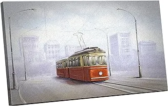 Canvas Wall Art, Abstract Framed Portrait of old tram in old city 120 W x 80 H x 2 D