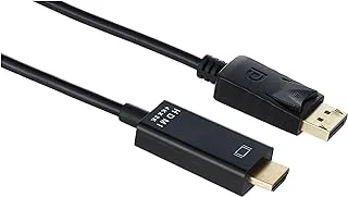 كابل محول Zonic Z1056 DisplayPort DP إلى HDMI بطول 1.8 متر يدعم دقة HD 1080P/2K/4K كابل محول فيديو للكمبيوتر الشخصي - الكمبيوتر المحمول - جهاز عرض HDTV - PS4 - شاشة HDMI أخرى 1.8 متر - أسود