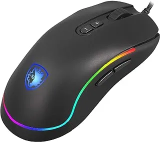 SADES Revolver Wired RGB Mouse - ماوس مع 9 أزرار قابلة للبرمجة و 6 مستويات قابلة للتعديل في البوصة.