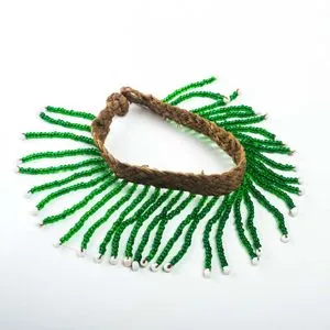 Ebda3 Men Masr Shalateen Leather & Beads Bracelet - Green