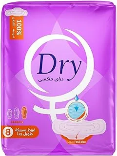 Dry Maxi Thick, Extra Long Sanitary Pads With Wings, 8 Pad