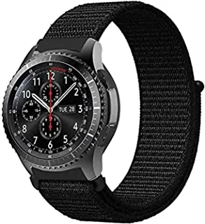 Bikson Comfort canvas woven nylon sport watchwrist band and for samsung galaxy watch 46mm / gear s3 frontier / huawei watch gt2 / magic honor 2 / fossil / 22mm watches - dark black