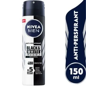 NIVEA MEN MEN Antiperspirant Spray for Men, 48h Protection, Black & White Invisible Original, 150ml