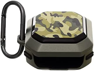 Airpod Case Army square airpods case with shock proof edge and metal hanger for buds live - olive