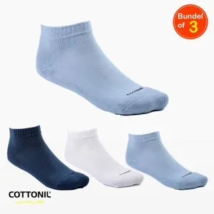 Cottonil Men Classic Ribbed Trim Ankle Socks - Pack Of 3