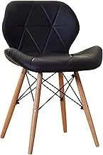 Black leather wood chair