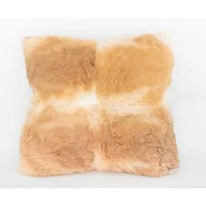 Ebda3 Men Masr Fur Leather Pillow - 2pcs - Coffee & White - 40×40 Cm