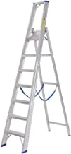 METAFORM unilaterally Standing Step ladder 6 plus aluminium platform Silver, 63-7