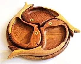 اورديفر صينيه سمكه خشب سرسوع/HayahWood Divided Wooden Plate - Fish