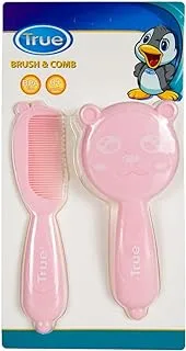 True Baby hair brush and comb bear set pink