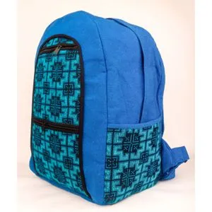 Ebda3 Men Masr Hand Embroidery Zipper Backpack - Turquoise