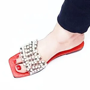 Ladies Lifestyle Flat Slippers Red Lolly