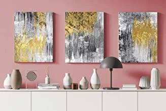 Home Gallery Canvas wall art, abstract framed portrait of a set of three abstract background of minimalism. with a geometric pattern of art 60 w x 40 h x 2 d