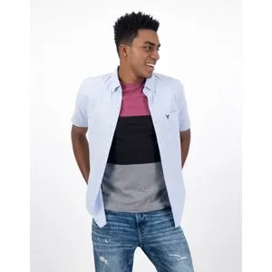 American Eagle Classic Fit أكسفورد قميص بأكمام قصيرة وأزرار لأعلى