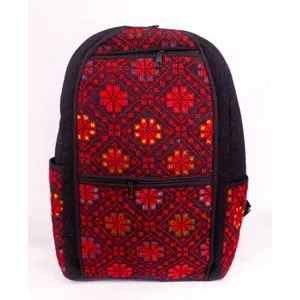 Ebda3 Men Masr Hand Embroidery Details Zipper Backpack -  Orange & Heather Navy Blue
