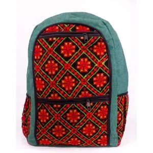 Ebda3 Men Masr Hand Embroidery Zipper Backpack - Olive & Orange
