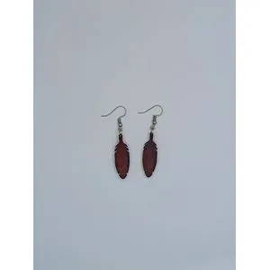 Tiny Leaf Earrings - Brown