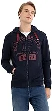 U.S. Polo Assn. Men Mixed Material-Regular-Full Sleeves-Full Zipper Hooded Sweatshirt