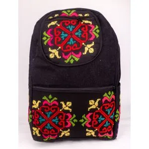Ebda3 Men Masr Bedouin Embroidered Casual Backpack - Black, Red & Yellow