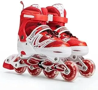 SportQ Inline Slets, Adjustable Shoes with Light-up Wheels for Kids and Adults Included Sleds with Elbow Pads Protective Kit Helmet Ski Accessories