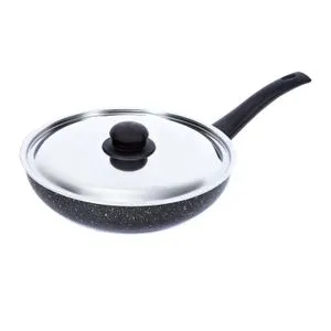 Lazord Granite Deep Frying Pan With Stainless Lid - 28 Cm - Black