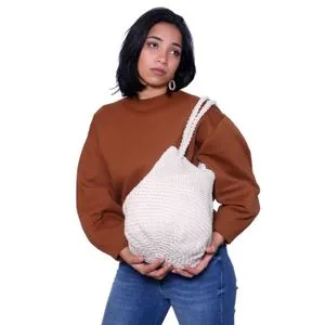 Ebda3 Men Masr Adjutsbale Crochet Backpack - Off White