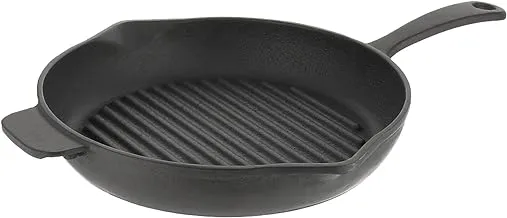 Alma cast iron enamel round 30cm grill ribbed pan