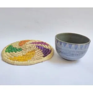 Ebda3 Men Masr Handmade Ceramic Bowl And Heat Resistant Mat - 13 Cm