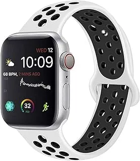 سوار سيليكون لساعة Apple Watch Series 6/5/4/3/2/1 / SE (أوف وايت / أسود)